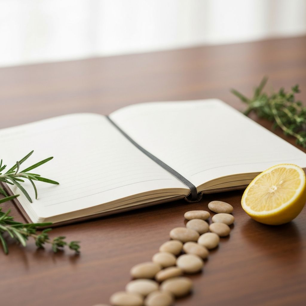 Notebook with herbs and natural elements